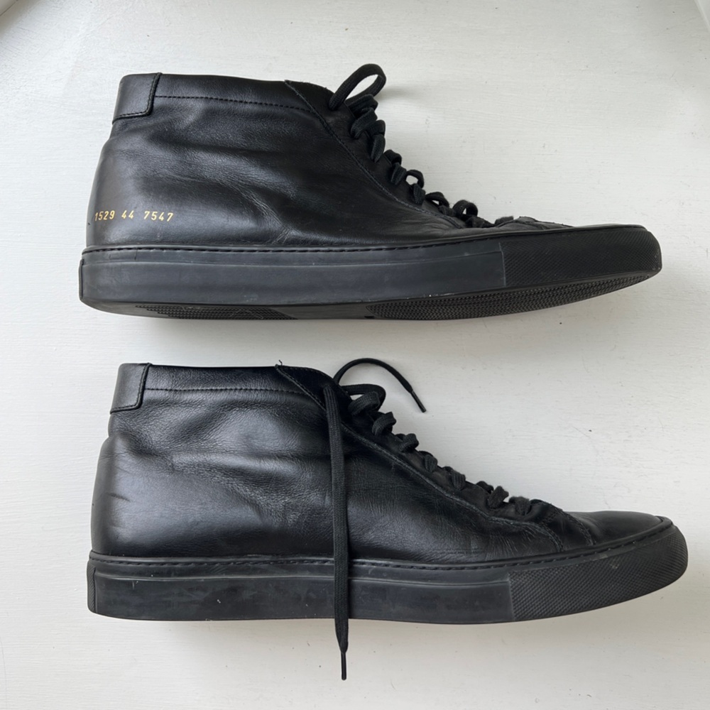 Common Projects Black Leather High-Top Sneakers EU 44/US 11